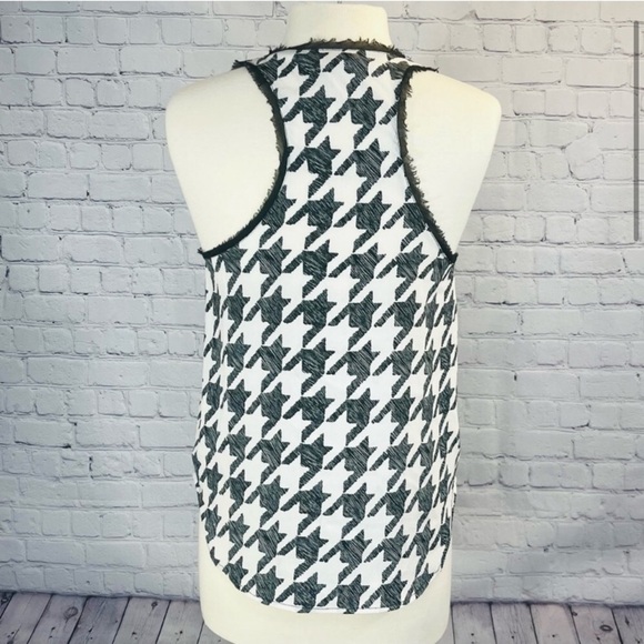 H&M Black & White Houndstooth Check Racerback Tank Top Sz 2 - Picture 3 of 5